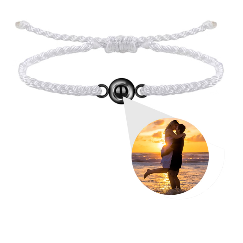 FYS Personalized Circle Photo Projection Bracelet White Black